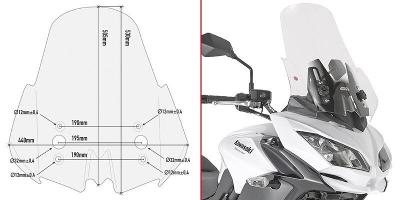 Plexi GIVI D4114ST pre KAWASAKI VERSYS 650 2015-2021 Plexi GIVI D4114ST pre KAWASAKI VERSYS 650 2015-2021
