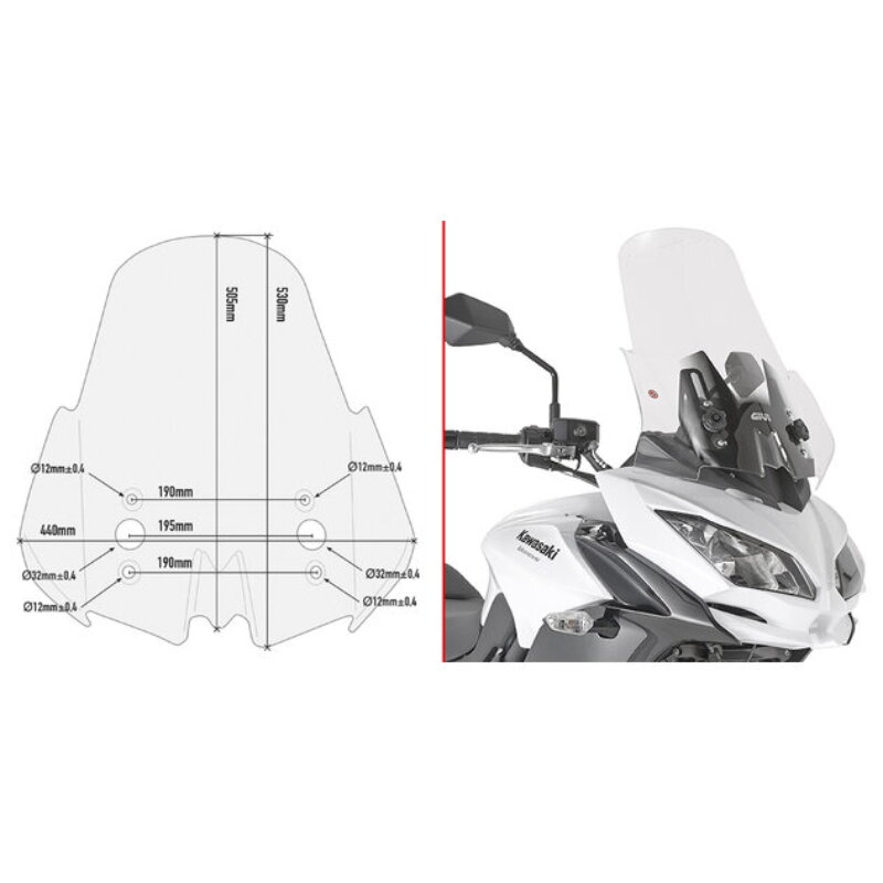 Plexi GIVI D4122ST pre KAWASAKI VERSYS