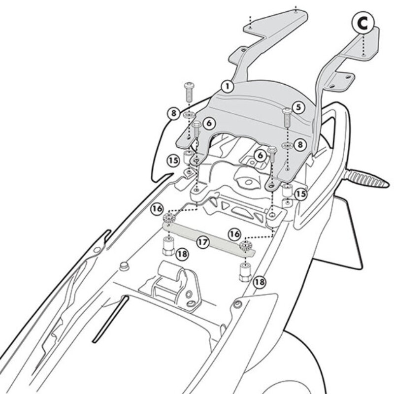 Nosič zadného kufra GIVI pre BMW R1200R '11 SR5100M Nosič zadného kufra GIVI pre BMW R1200R '11 SR5100M
