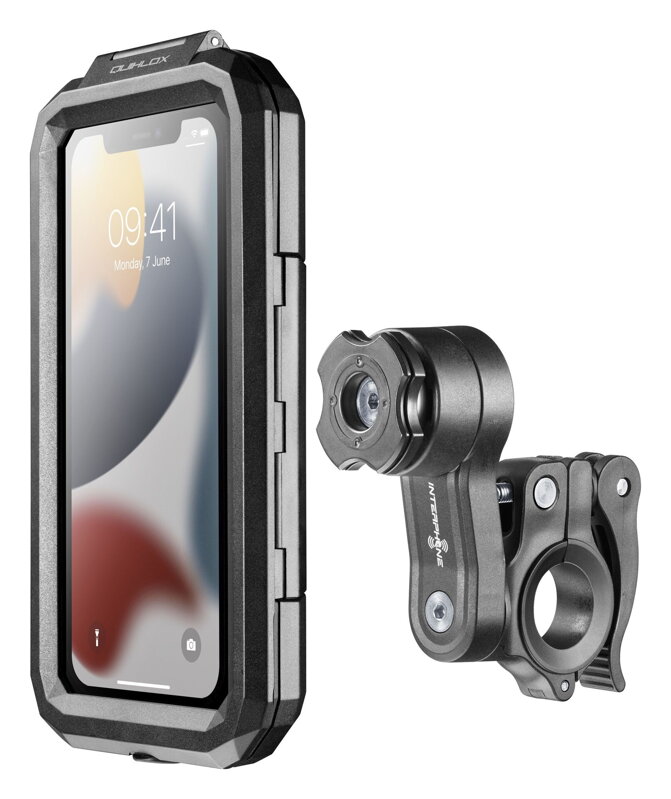 INTEPRHONE ARMOR PRO univerzálne vodeodolné puzdro na mobilné telefóny s úchytom QUIKLOX na riadidlá, max. 6,5" INTEPRHONE ARMOR PRO univerzálne vodeodolné puzdro na mobilné telefóny s úchytom QUIKLOX na riadidlá, max. 6,5"