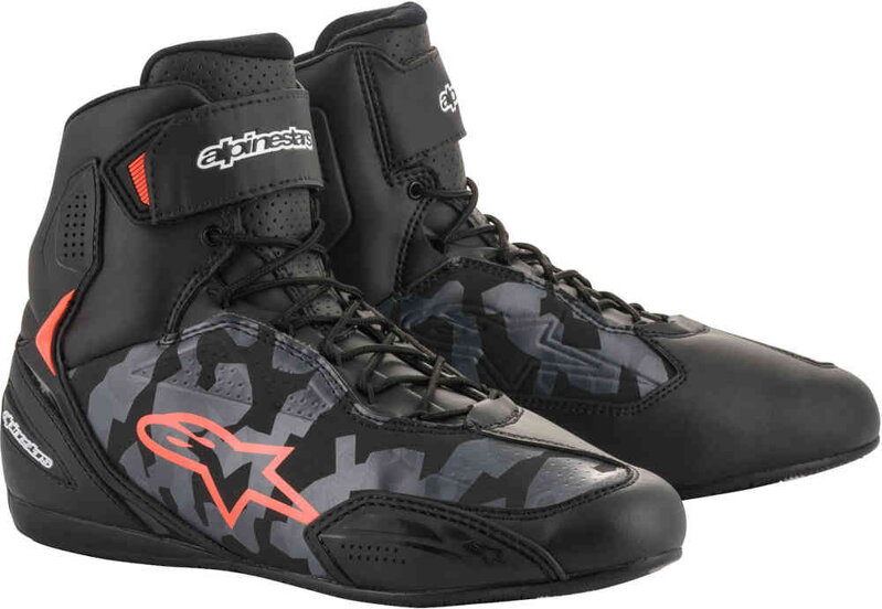 Krátke čižmy ALPINESTARS Faster 3 Camo čierno sivo červené fluo