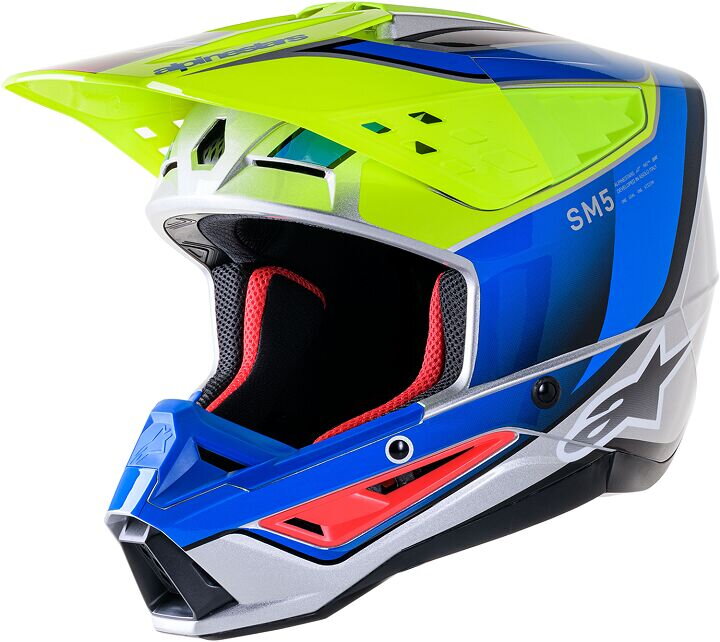 Prilba ALPINESTARS S-M5 Sail čierno modro sivo žltá fluo lesklá Prilba ALPINESTARS S-M5 Sail čierno modro sivo žltá fluo lesklá