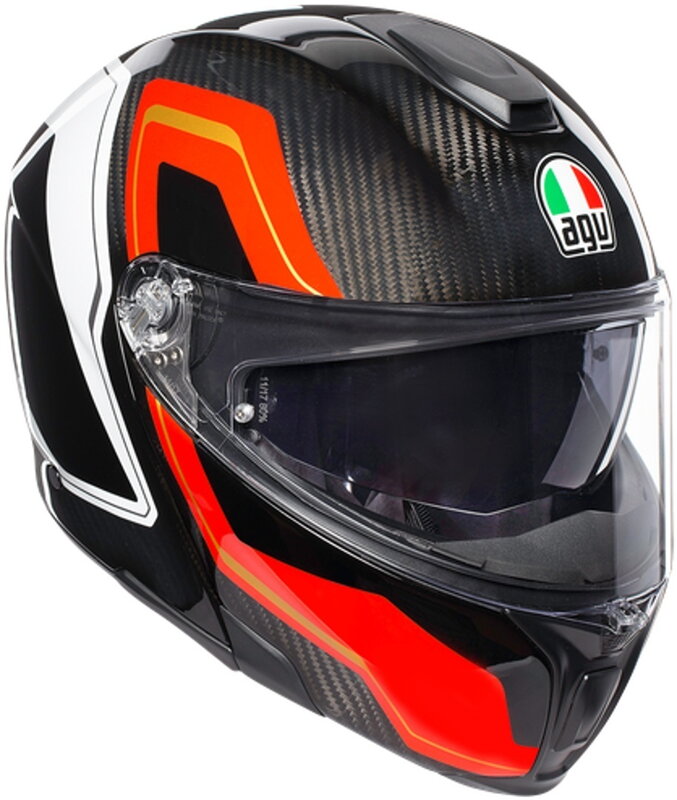 Prilba AGV SPORTMODULAR Sharp Pinlock karbón červeno biela