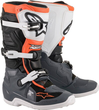 Čižmy ALPINESTARS TECH 7S MX sivo bielo oranžové fluo detské