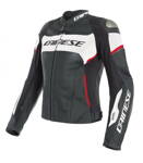 Dámska kožená bunda DAINESE Racing 3 D-Air® čierno bielo lávovo červená