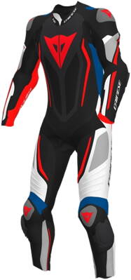 Kožená kombinéza DAINESE Misano 2 D-Air® 1-dielna perforovaná čierno bielo svetlo modrá