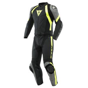 Kožená kombinéza DAINESE Avro 4 2-dielna čierno sivo žltá fluo