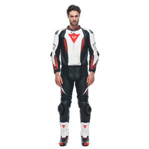 Kožená kombinéza DAINESE Laguna Seca 5 2-dielna čierno bielo lávovo červená 