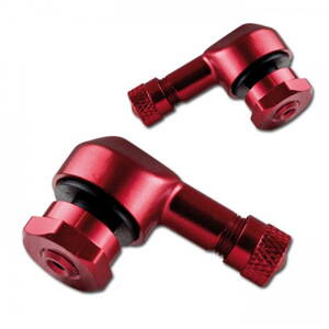 Bezdušový ventil s pravým uhlom červený elox 8,3mm