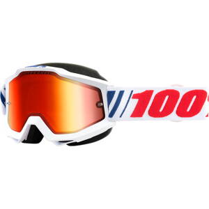 Okuliare 100 PERCENT SNOWMOBILE Accuri bielo červené zrkadlové sklíčko