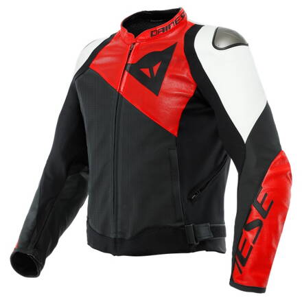 Kožená bunda DAINESE Sportiva perforovaná čierno lávovo červeno biela 