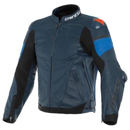 Kožená bunda DAINESE Super Race čierno modro červená fluo