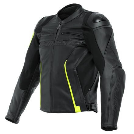 Kožená bunda DAINESE VR46 Curb čierno žltá fluo 
