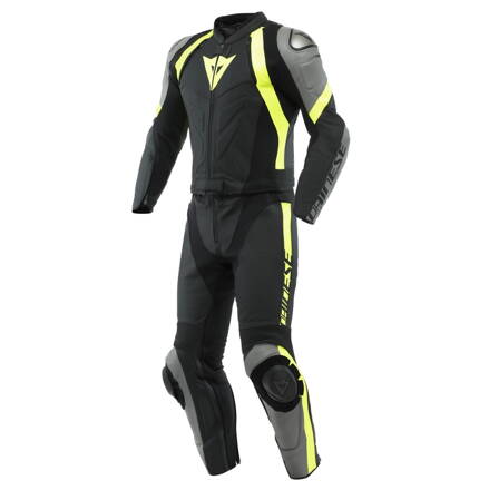 Kožená kombinéza DAINESE Avro 4 2-dielna čierno sivo žltá fluo