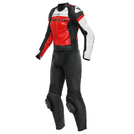Dámska kožená kombinéza DAINESE Mirage 2-dielna čierno lávovo červeno biela