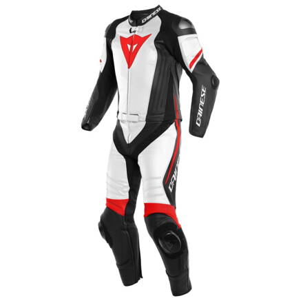 Kožená kombinéza DAINESE Laguna Seca 4 2-dielna čierno bielo fluo červená