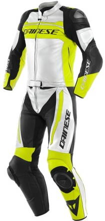 Kožená kombinéza DAINESE Mistel 2-dielna bielo žlto fluo čierna
