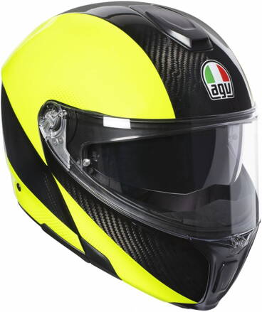 Prilba AGV SPORTMODULAR Hi Vis karbónovo žltá fluo