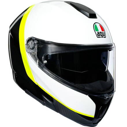 Prilba AGV SPORTMODULAR Ray karbónovo bielo žltá fluo