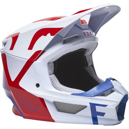 Prilba FOX V1 Skew bielo červeno modrá